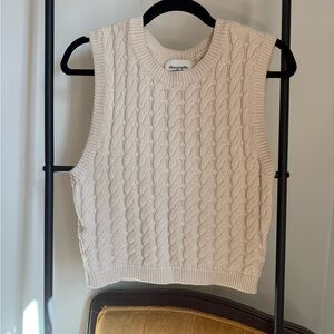 Abercrombie & Fitch Cream Cable Knit Sweater Vest